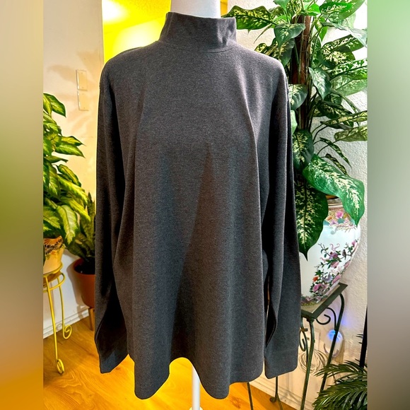 Lands' End Tops - Lands’End gray turtleneck 100% cotton sweatshirt size XL